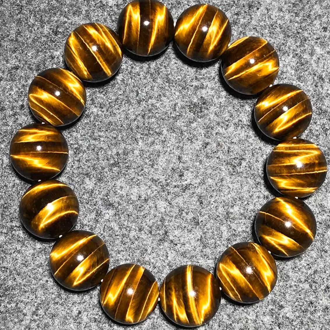 AAA Grade Natural Tiger's Eye Bracelet, 12mm High Chatoyancy Brown Beaded Bracelet for Men, Protection & Confidence Healing Jewelry