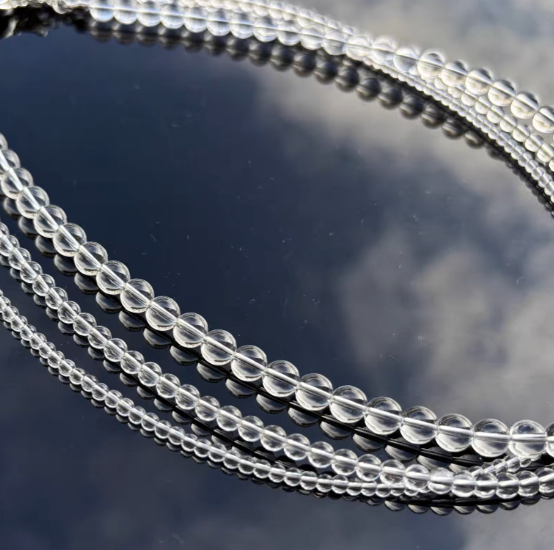AAA Grade Natural Clear Quartz Beaded Necklace, Multi-Size Round Crystal Choker with 925 Sterling Silver Clasp, Healing Jewelry for Women