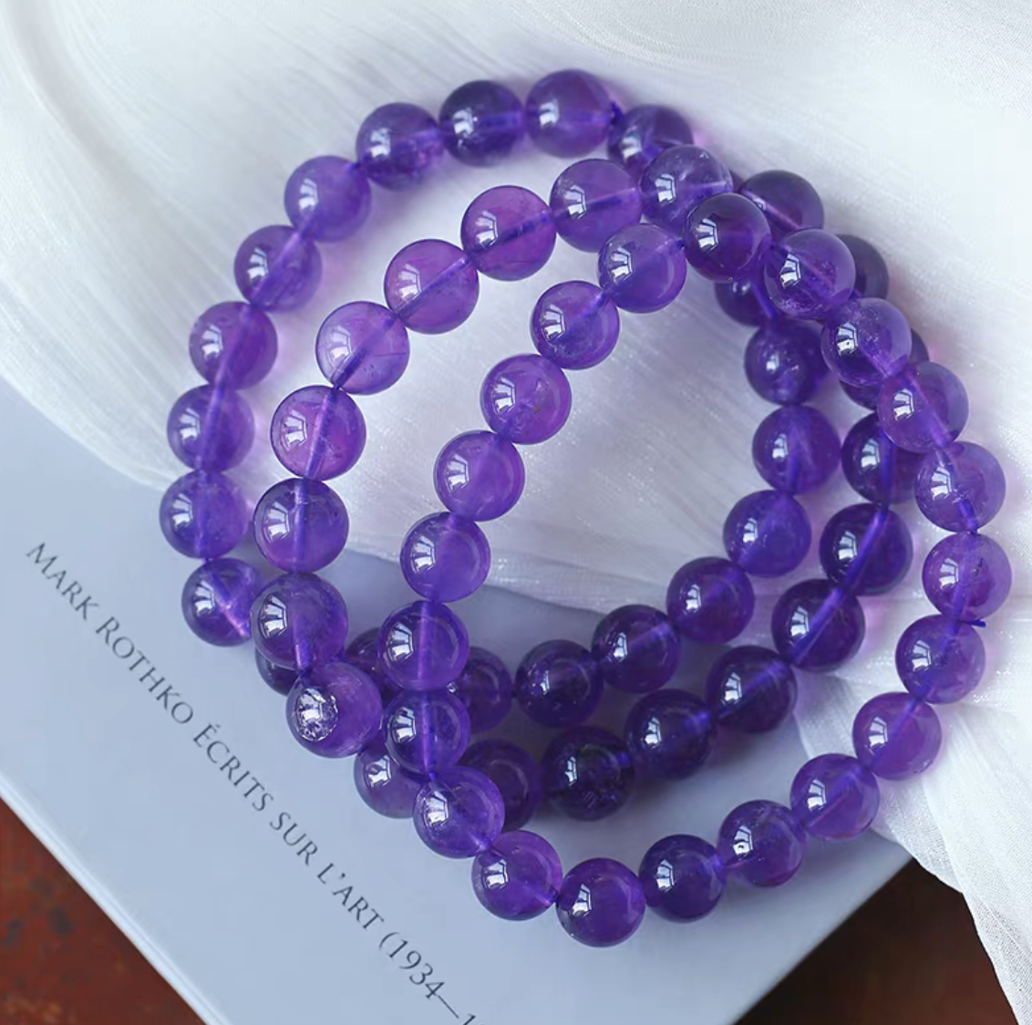 AAA Grade Natural Amethyst Bracelet, 8mm High Clarity Purple Crystal Beaded Bracelet for Women, Calm & Intuition Healing Jewelry