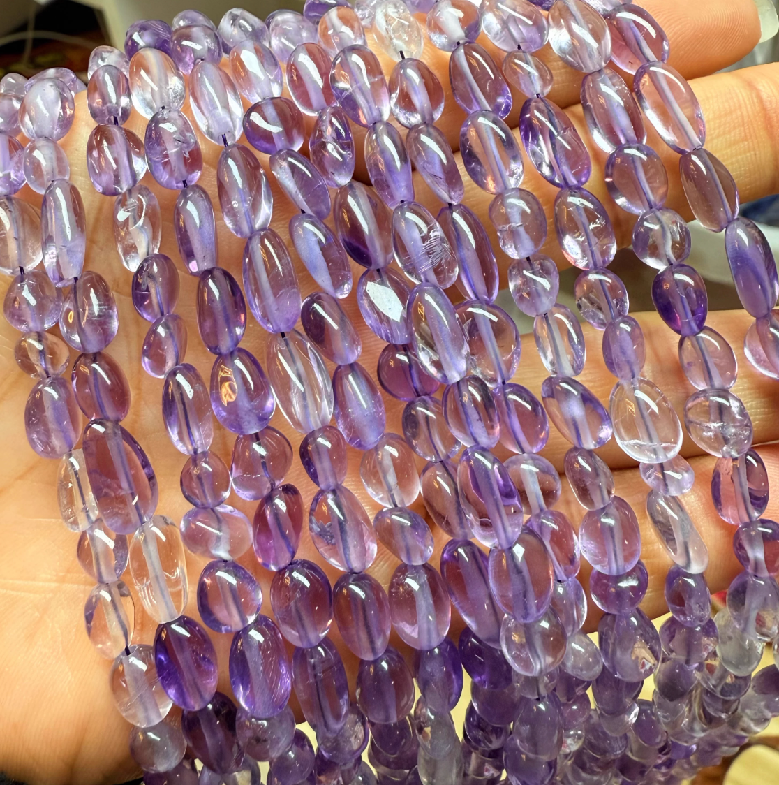 Natural Amethyst Beaded Choker Necklace, AAA Grade Irregular Purple Crystal Necklace with 14K Gold Plated Clasp, Calming Crystal Jewelry for Women