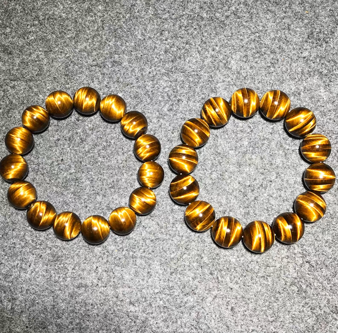 AAA Grade Natural Tiger's Eye Bracelet, 12mm High Chatoyancy Brown Beaded Bracelet for Men, Protection & Confidence Healing Jewelry